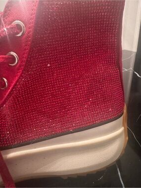 Steve Madden Red Glitter High-Top Sneaker